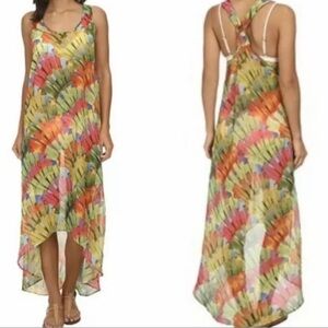 Trina Turk Swim Cover-Up Maxi Dress ~ Polynesia Palms - Sheer Size Small